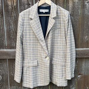 Free People Brown And Tan Plaid Blazer Women’s Size S NWOT